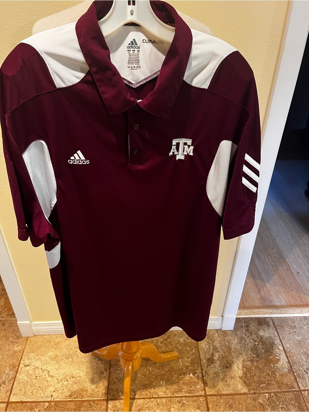 Adidas Maroon & White Polo Shirt ATM Aggies University Logo Commemorative 2XL